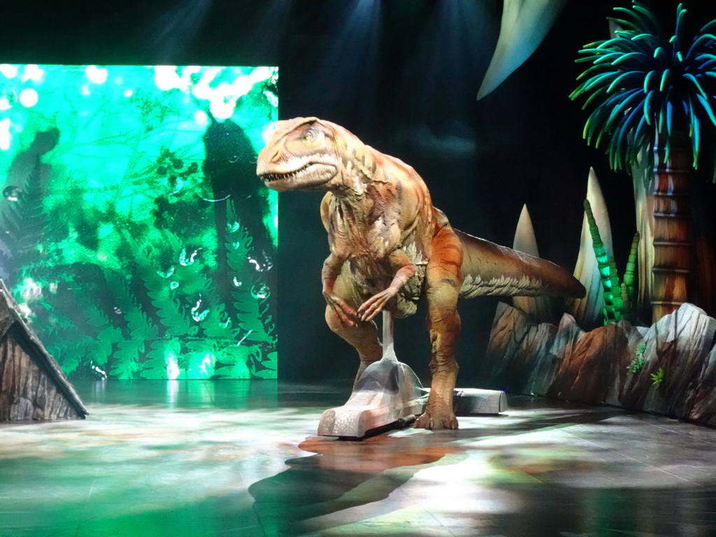 Allosaurus statue at the stage of the Ziggo Dome, during the `Walking With Dinosaurs - The Arena Spectacular` show