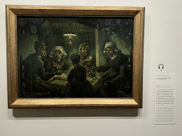 Painting `The Potato Eaters` by Vincent van Gogh at the second floor of the Van Gogh Museum, with explanation