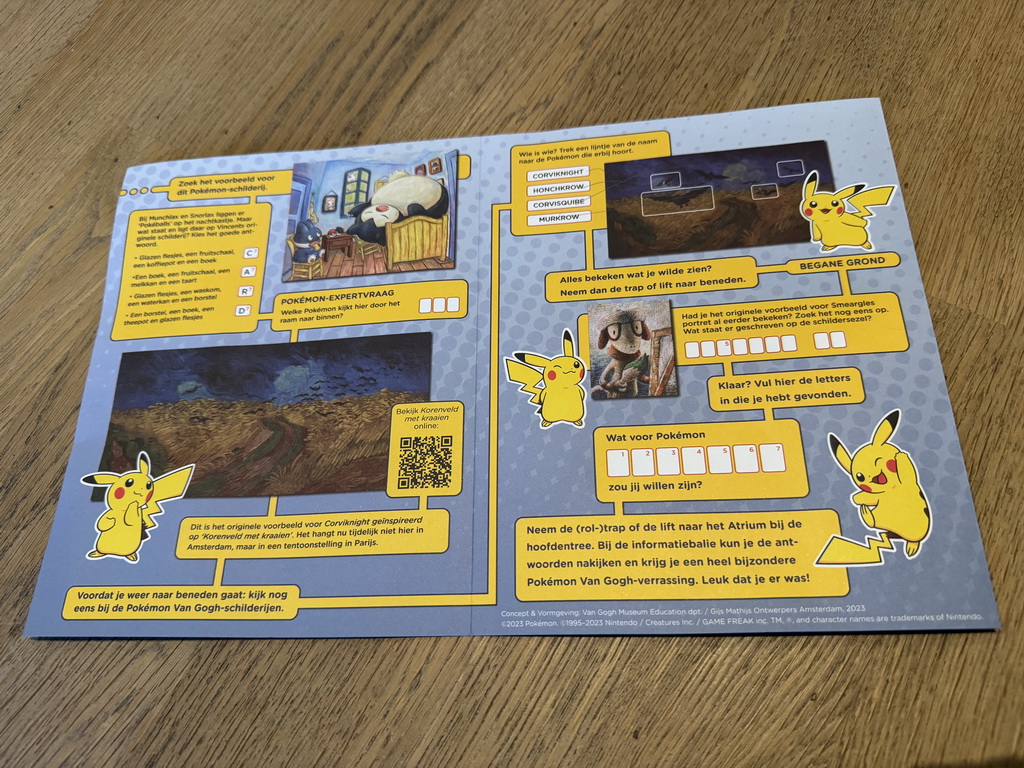 Pokémon scavenger hunt at the second floor of the Van Gogh Museum