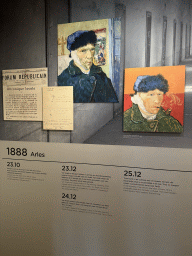 Newspaper article, drawing, paintings and timeline from Vincent van Gogh`s life at the third floor of the Van Gogh Museum