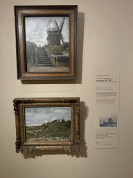 Paintings `The Blute-fin Mill in Montmartre` by Arnold Koning and `The Hill of Montmartre with Stone Quarry` by Vincent van Gogh at the third floor of the Van Gogh Museum, with explanation