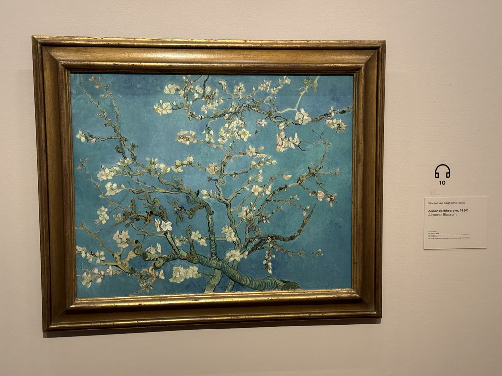 Painting `Almond Blossom` by Vincent van Gogh at the fourth floor of the Van Gogh Museum, with explanation