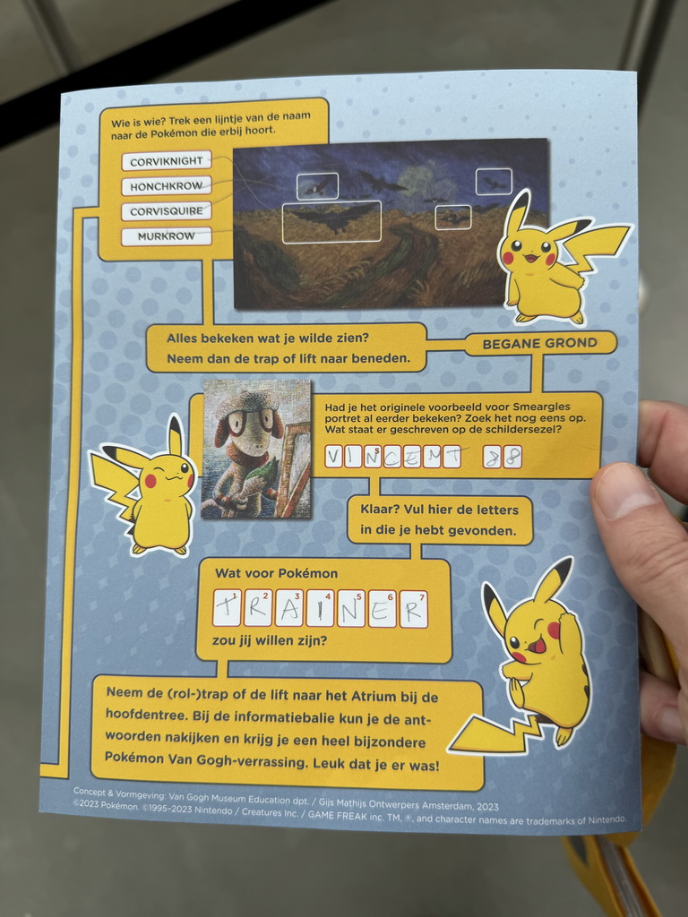 Pokémon scavenger hunt at the lower ground floor of the entrance building of the Van Gogh Museum