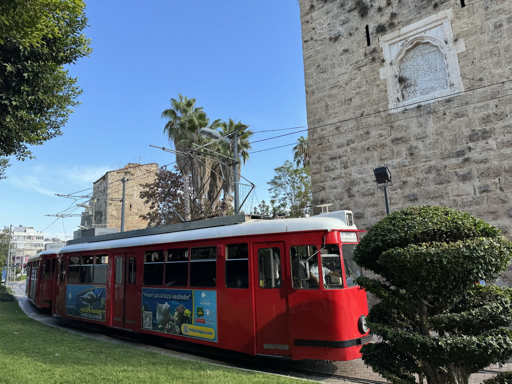 Tram and towers at the Cumhuriyet Caddesi street