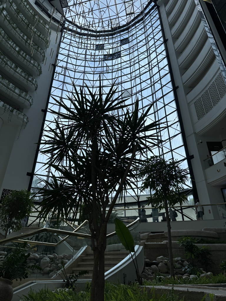 Central hall of the Rixos Downtown Antalya hotel, viewed from the lower floor