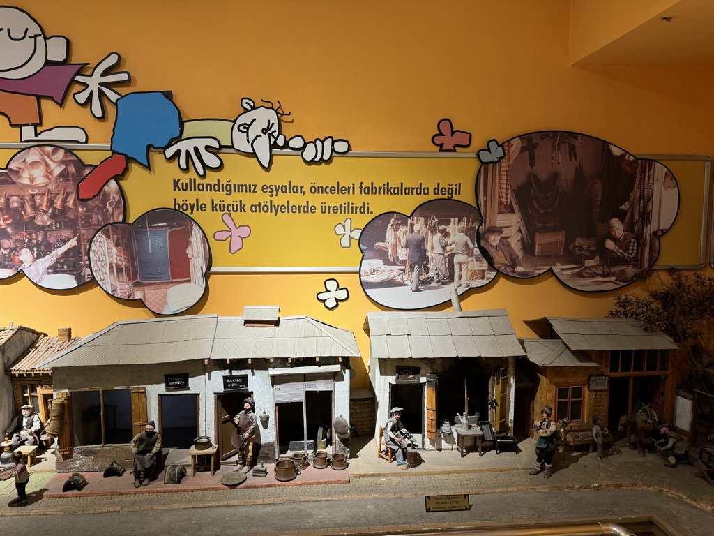 Scale models of old stores at the Children`s Section at the ground floor of the Antalya Archeology Museum, with explanation