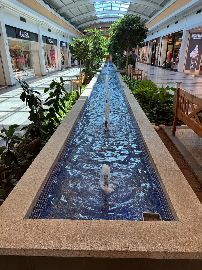 Pond with fountains at the ground floor of the Mall of Antalya