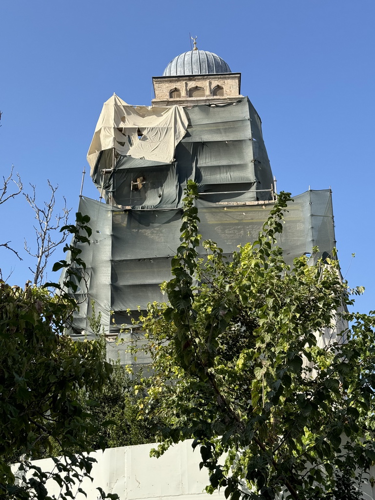 The Antalya Saat Kulesi tower at the Imaret Sokak alley, under renovation