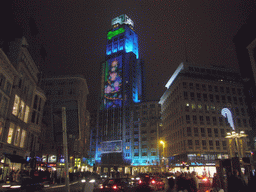 The Meirbrug square with the Boerentoren tower, by night