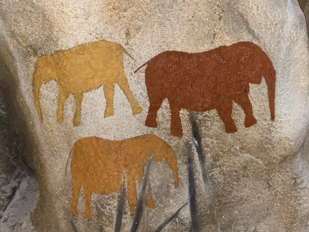 Wall painting of Elephants at the Kitum Cave at Antwerp Zoo