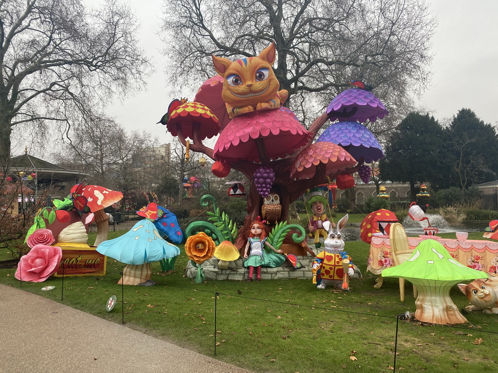 Decorations of the Alice in Wonderland Light Festival at the Antwerp Zoo