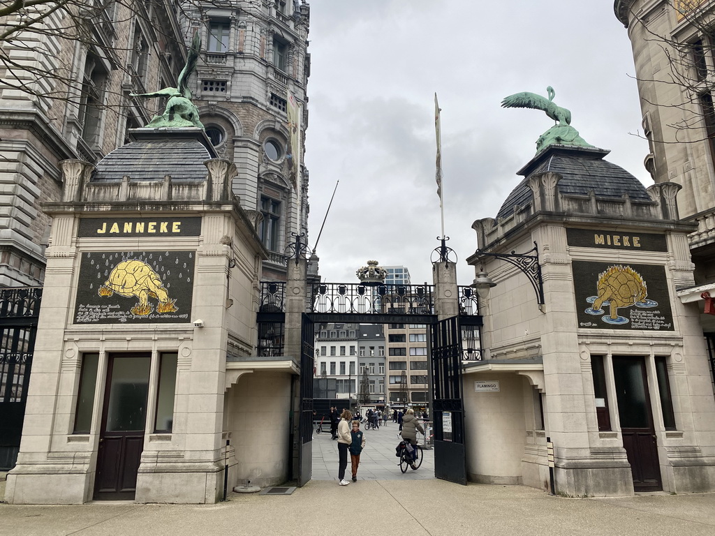 Back side of the entrance to the Antwerp Zoo at the Flamingoplein square