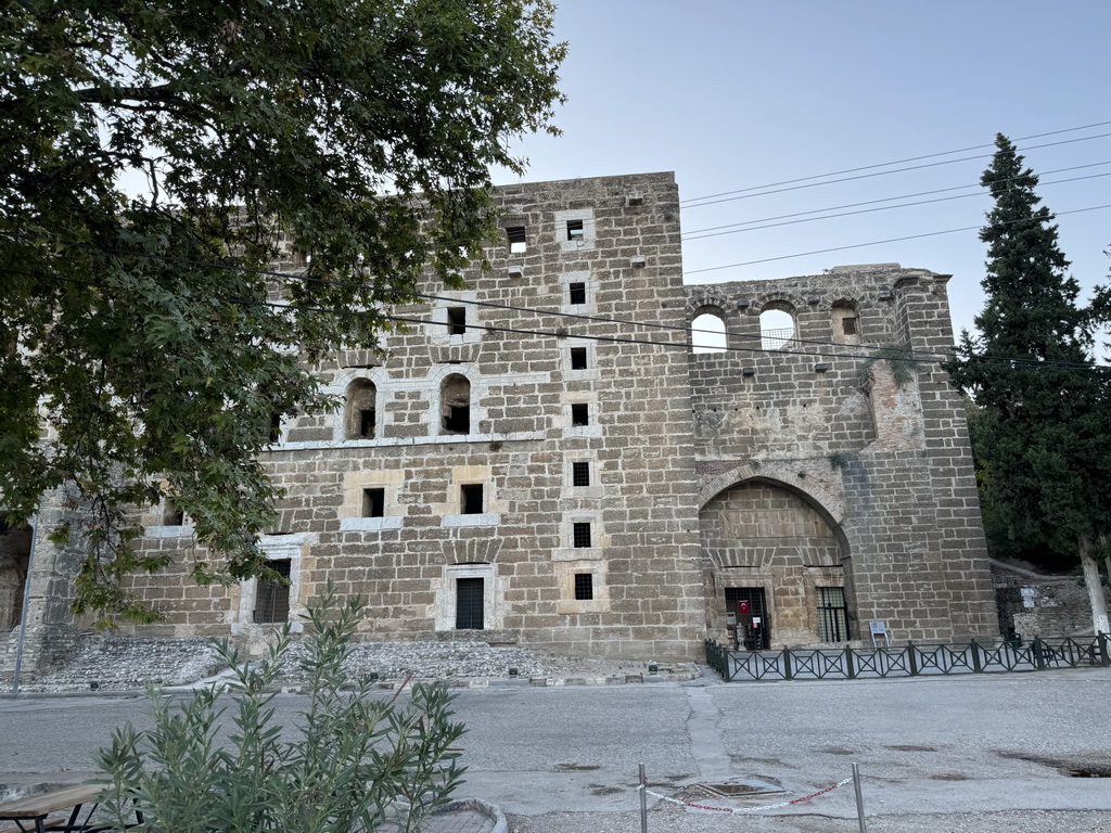 East side of the Roman Theatre of Aspendos, viewed from the parking lot