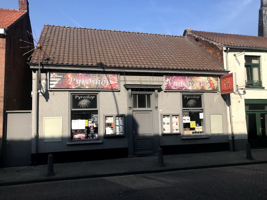 Front of the Pyroshop fireworks store at the Kapelstraat street