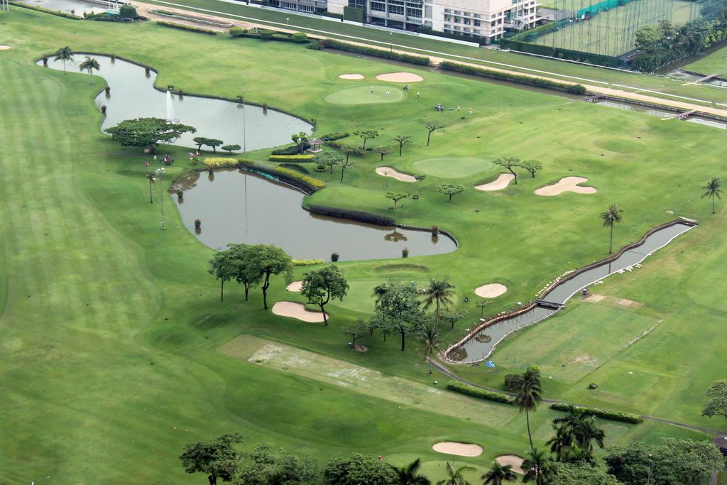 The Royal Bangkok Sports Club golf course, viewed from our room at the Grande Centre Point Hotel Ratchadamri Bangkok