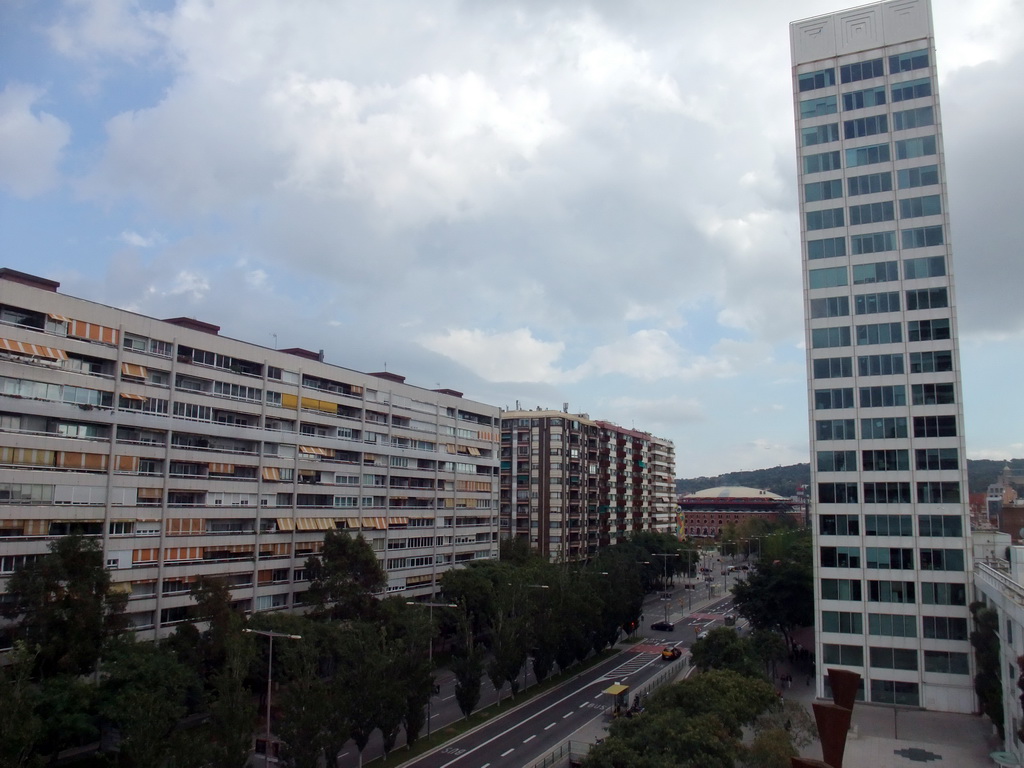 View from our room in the Expo Hotel Barcelona on the Carrer de Tarragona street and the Las Arenas shopping mall