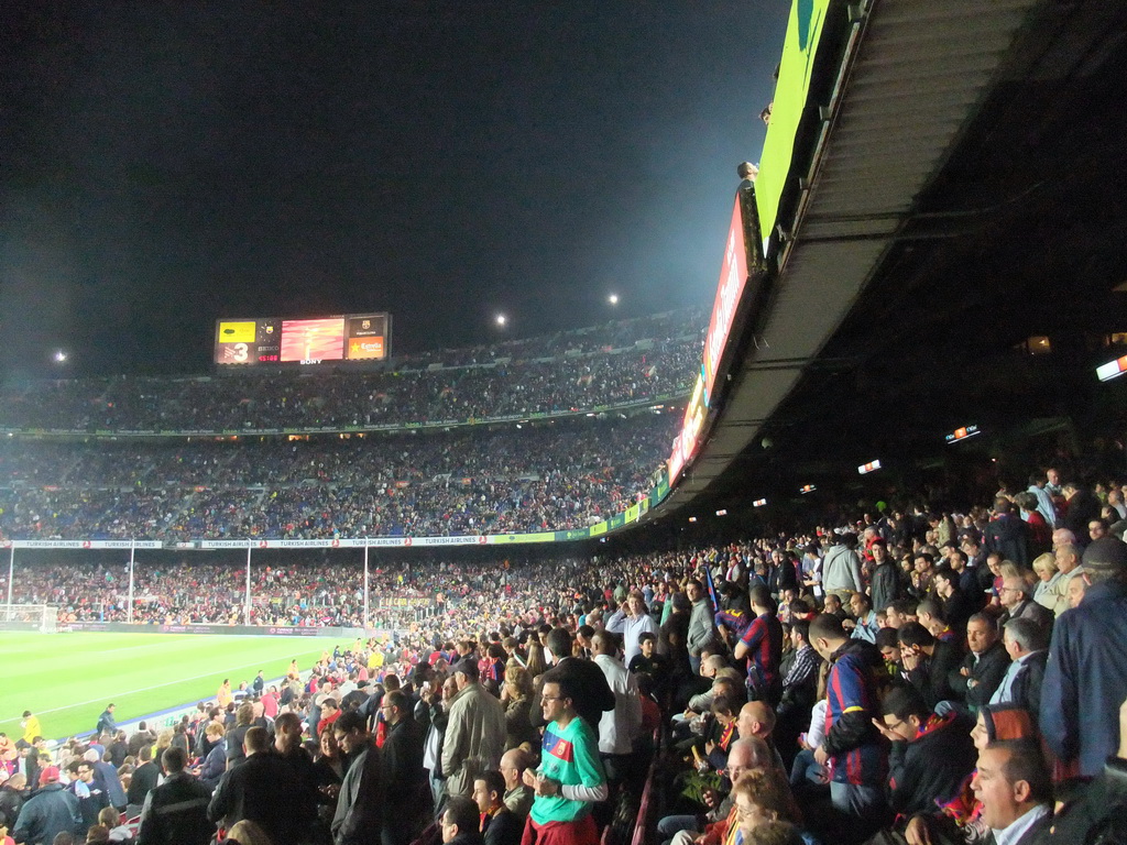 Right grandstands during halftime at the football match FC Barcelona - Sevilla FC in the Camp Nou stadium