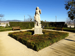 Statue at the Plaça de l`Armada park at the northeast side of the Montjuïc hill