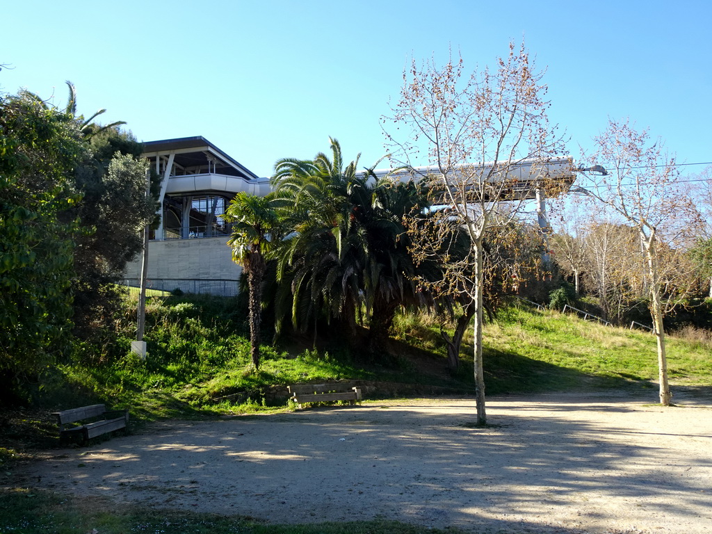 North side of the midway station of the Montjuïc Cable Car at the Plaça del Mirador square at the east side of the Montjuïc hill