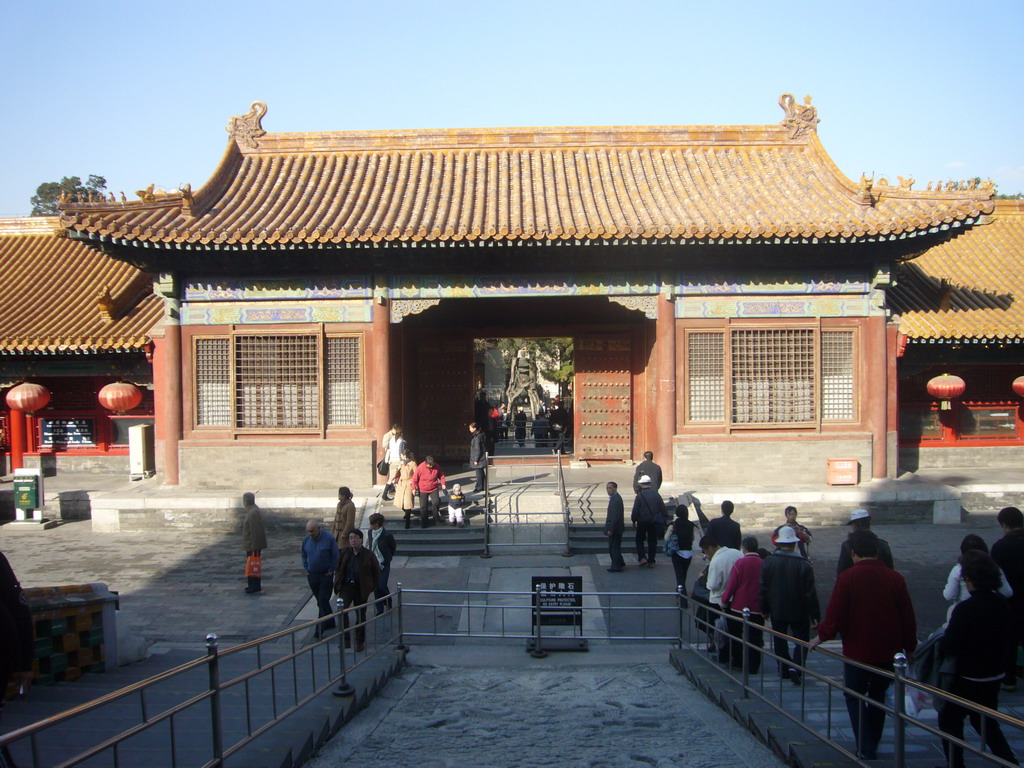 The south gate to the Imperial Garden of the Forbidden City, viewed from the back side of the Hall of Heavenly Purity