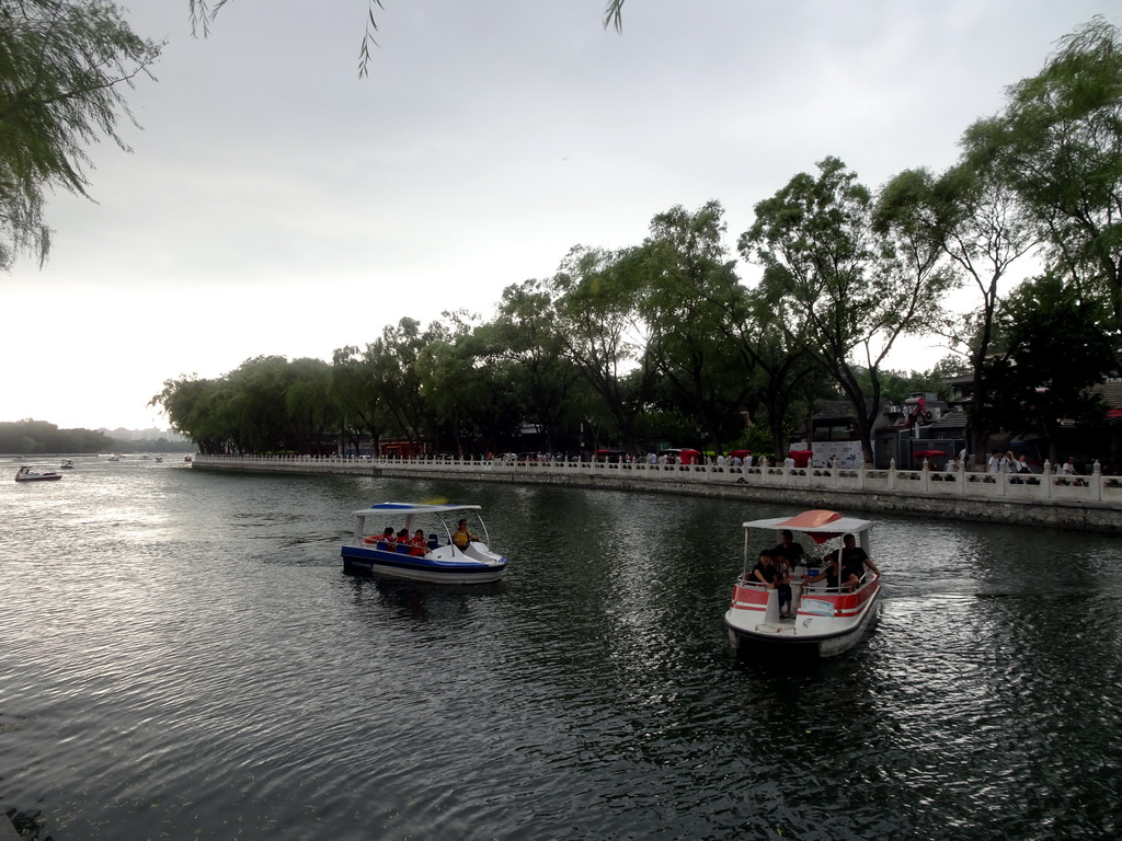 Boats on Houhai Lake, viewed from the Houhai Nanyan street