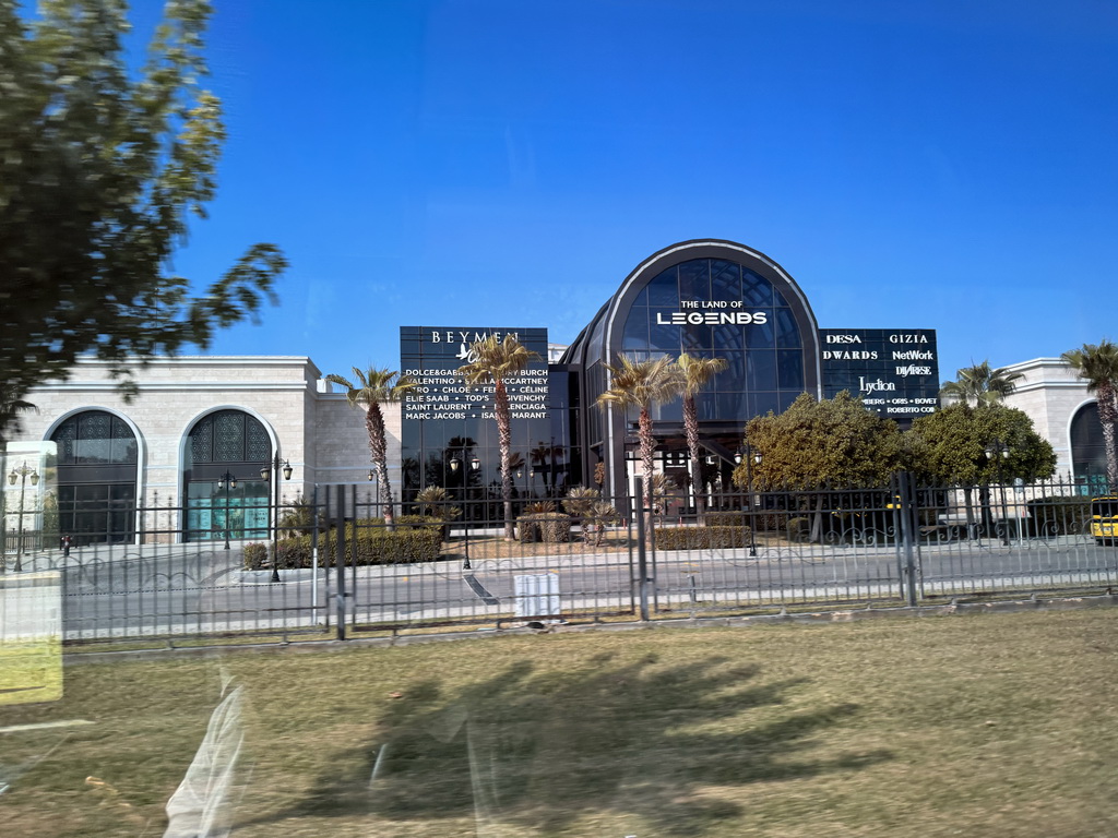 Southeast side of the Shopping Avenue area of the Land of Legends theme park at the Atatürk Caddesi street, viewed from the bus