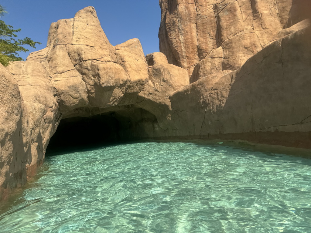 Tunnel at the Wild River attraction at the Aqua Land area of the Land of Legends theme park, viewed from a tube