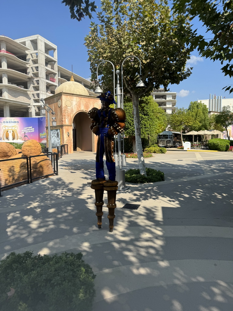 Actor on stilts at the Adventure Land area of the Land of Legends theme park