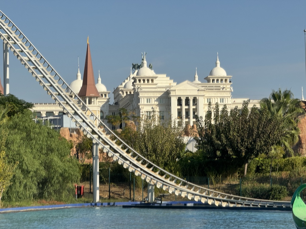 The Typhoon Coaster attraction at the Adventure Land area and the Kingdom Hotel at the Shopping Avenue area of the Land of Legends theme park