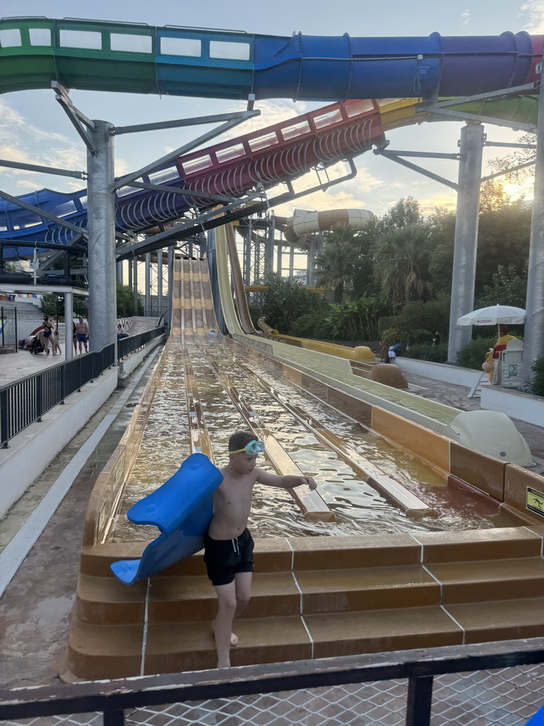 The Windstream, Challenger, Deep Dive and Space Rocket attractions at the Aqua Land area of the Land of Legends theme park