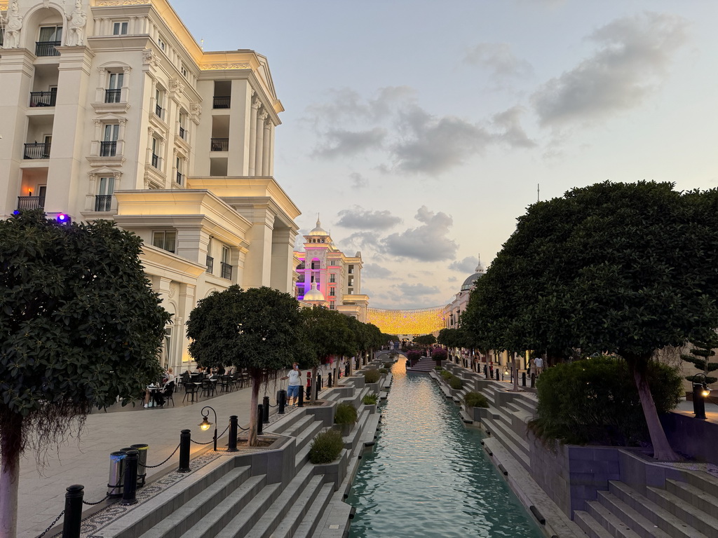 Canal in front of the Kingdom Hotel at the Shopping Avenue area of the Land of Legends theme park