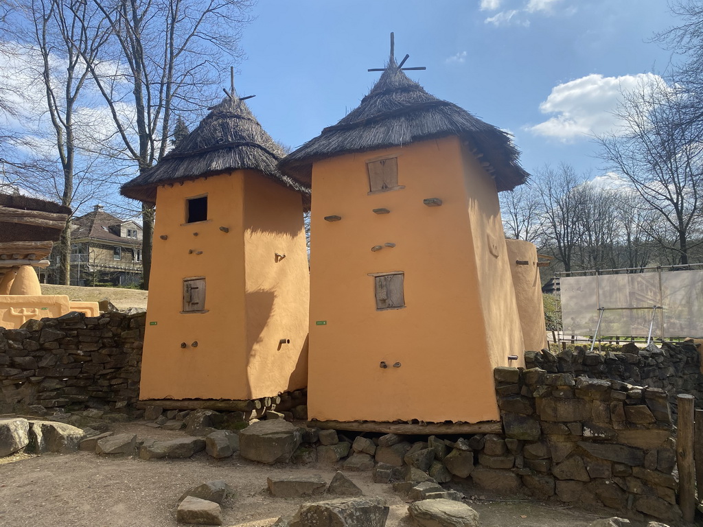 Houses at the Mali village at the Museumpark of the Africa Museum