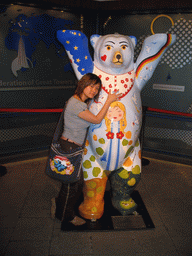 Miaomiao with a United Buddy Bear statue at the Fernsehturm tower