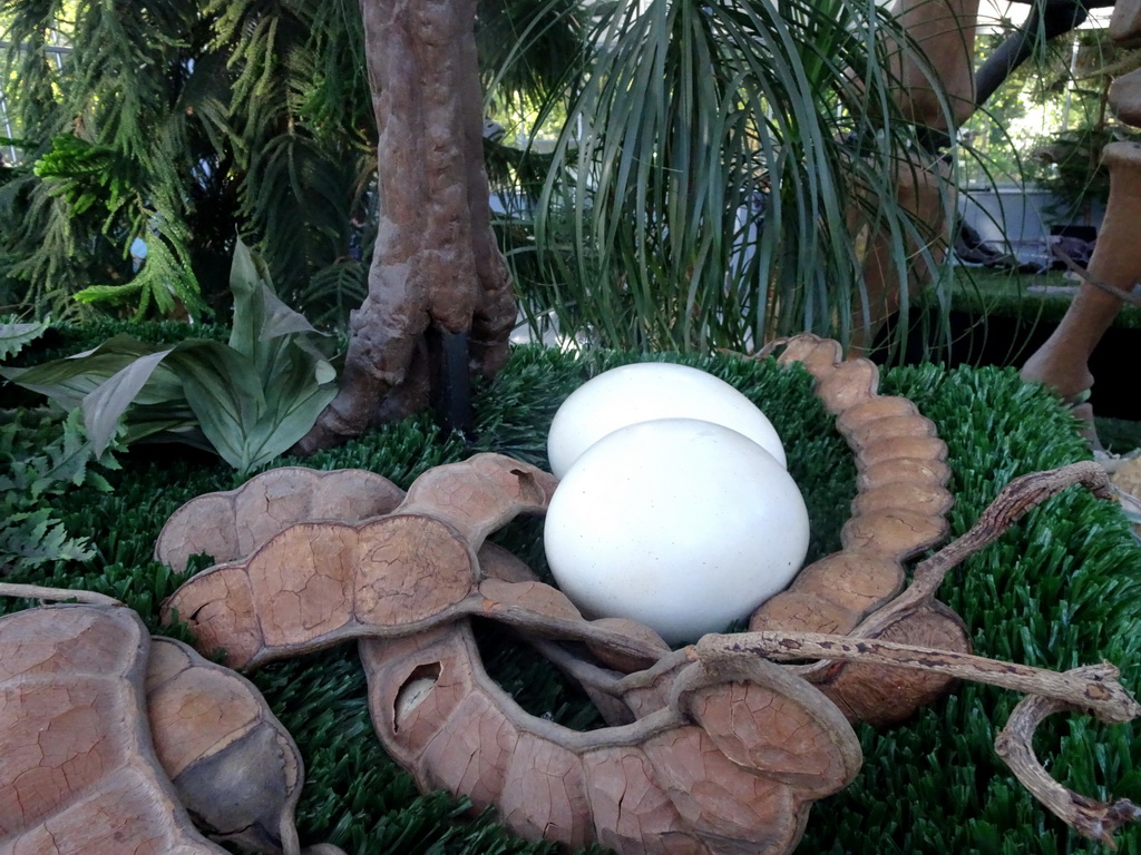 Statues of Dinosaur eggs at the Lower Floor of the Dinohal building of the Oertijdmuseum