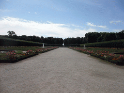 Fountains and flowers in the gardens of the Augustusburg Palace