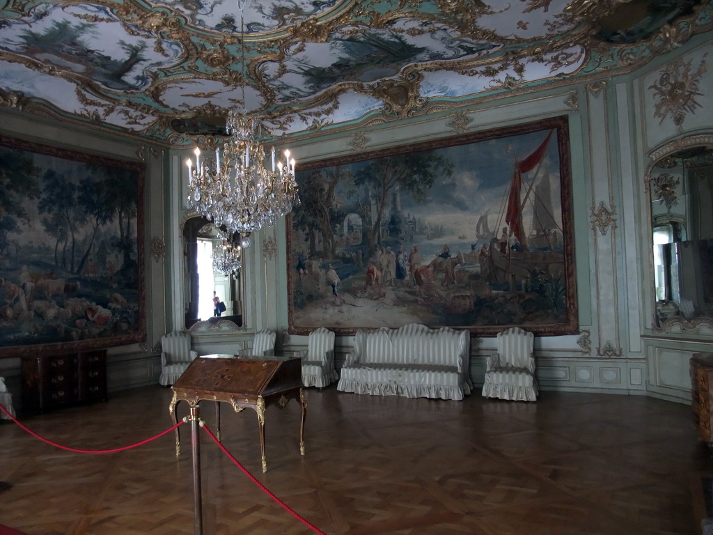 Paintings and furniture in one of the rooms at the upper floor of the Augustusburg Palace