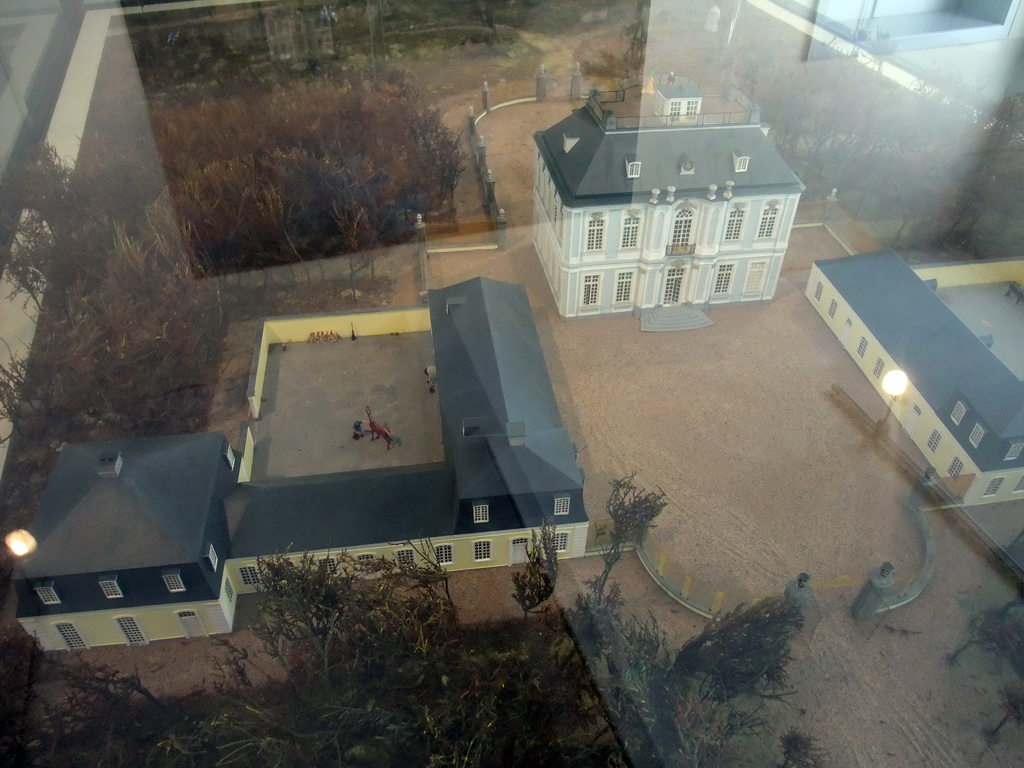 Scale model of the Falkenlust Hunting Lodge and its stables, at the Falkenlust Hunting Lodge