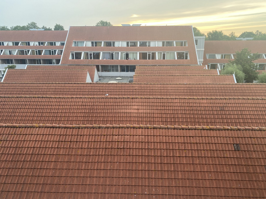 Roofs of buildings at Holiday Park AquaDelta, viewed from the balcony of our apartment