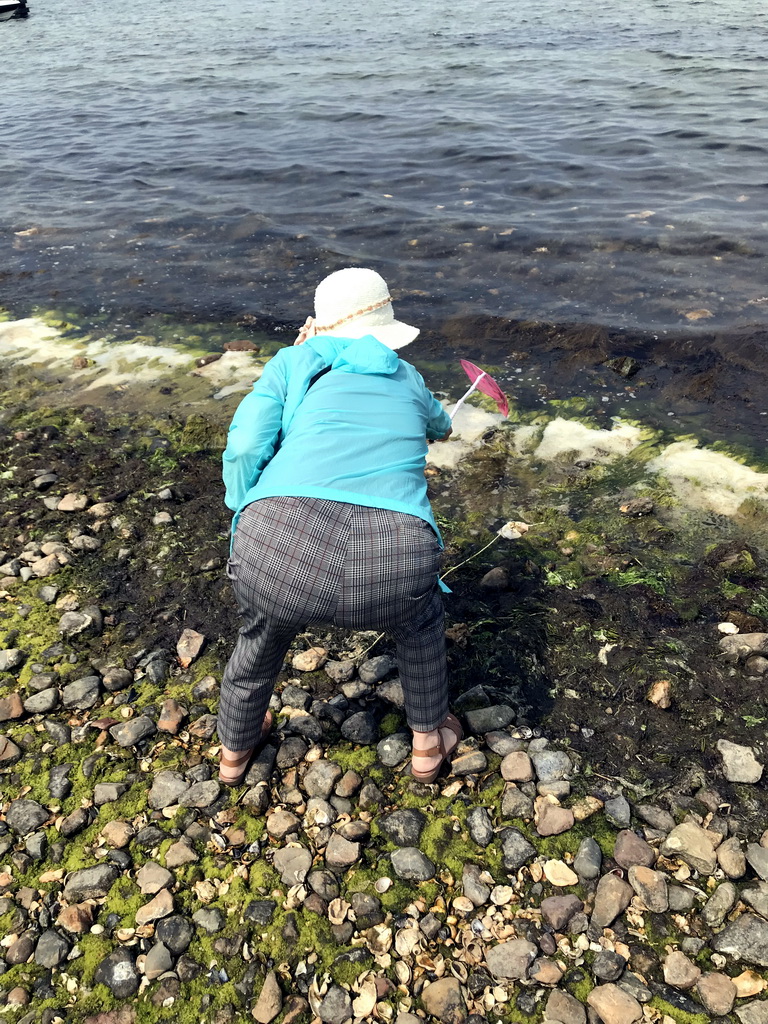 Miaomiao`s mother catching crabs at the northwest side of the Grevelingendam