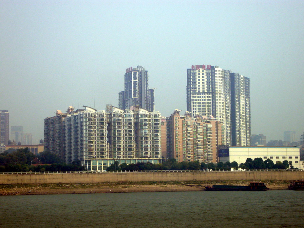 Xiangjiang river and skyline of Chengsha, from Juzi Island