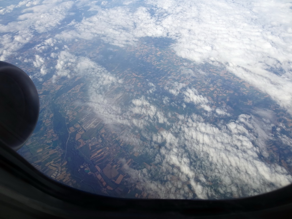 Fields and clouds at the south of Germany, viewed from the airplane from Rotterdam