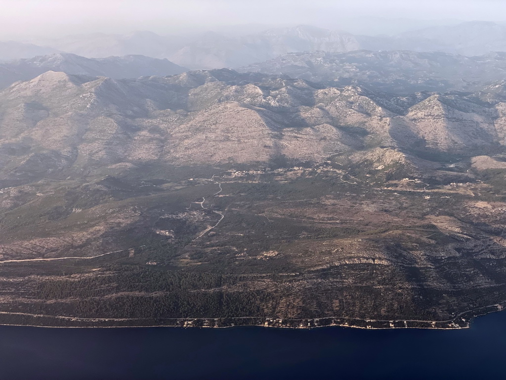 The towns of Slano and Majkovi, viewed from the airplane from Rotterdam