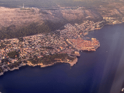 The Old Town of Dubrovnik and Mount Srd, viewed from the airplane from Rotterdam