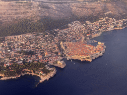 The Old Town of Dubrovnik and Mount Srd, viewed from the airplane from Rotterdam