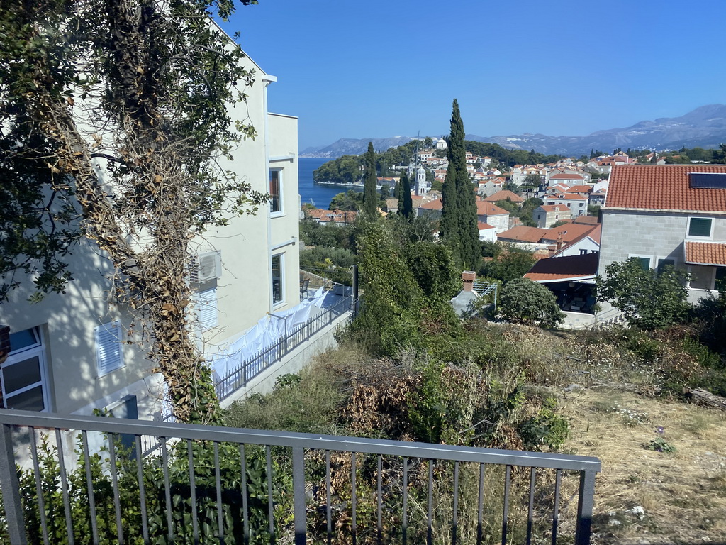 The town center of Cavtat, viewed from the tour bus to Perast on the Put od Cavtata street