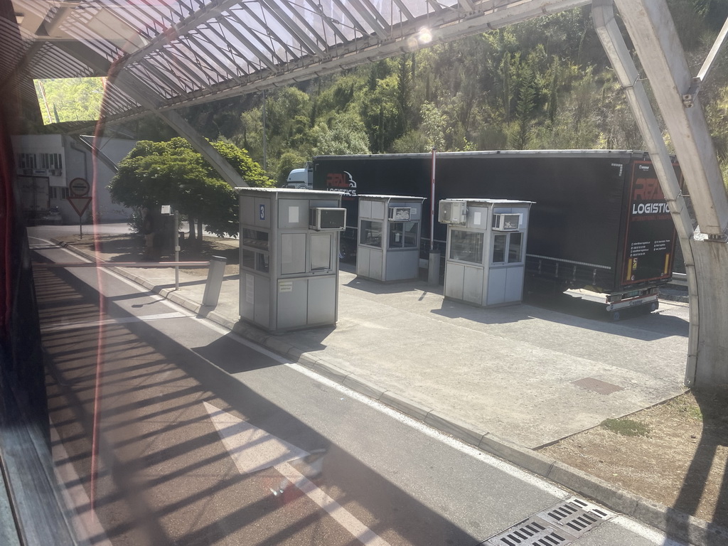 The Croatia-Montenegro border crossing near the town of Plocice, viewed from the tour bus to Perast