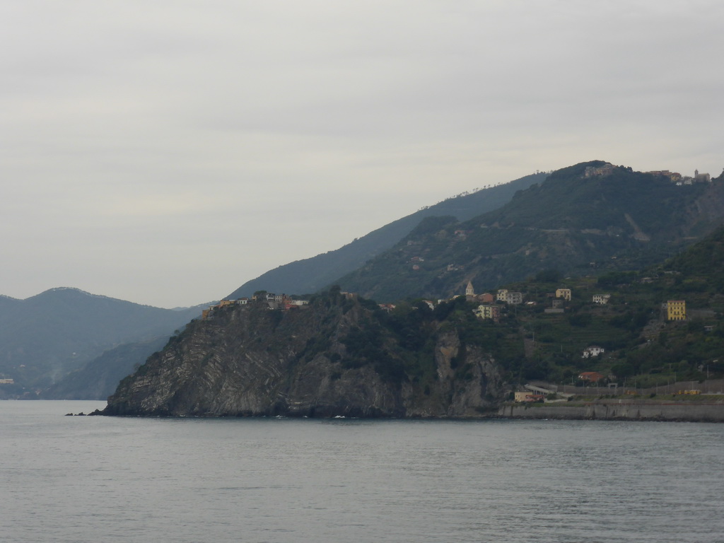 The town of Corniglia, viewed from the Punta Bonfiglio hill at Manarola