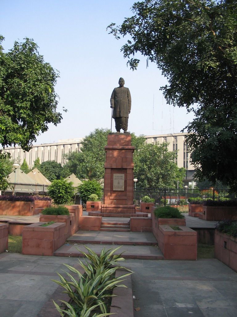 Statue of the first president of India, Rajendra Prasad, near the Parliament buildings