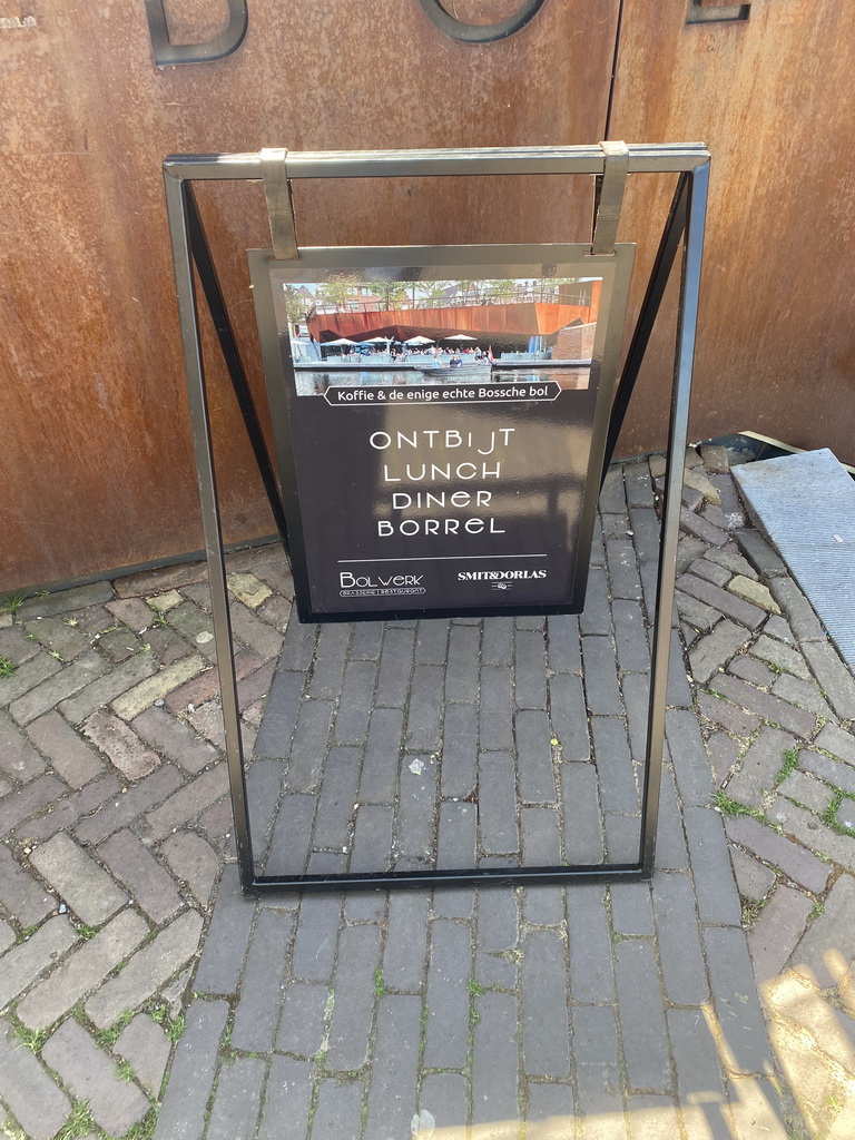 Sign in front of the Bolwerk Den Bosch Brasserie Restaurant at the Sint Janssingel street