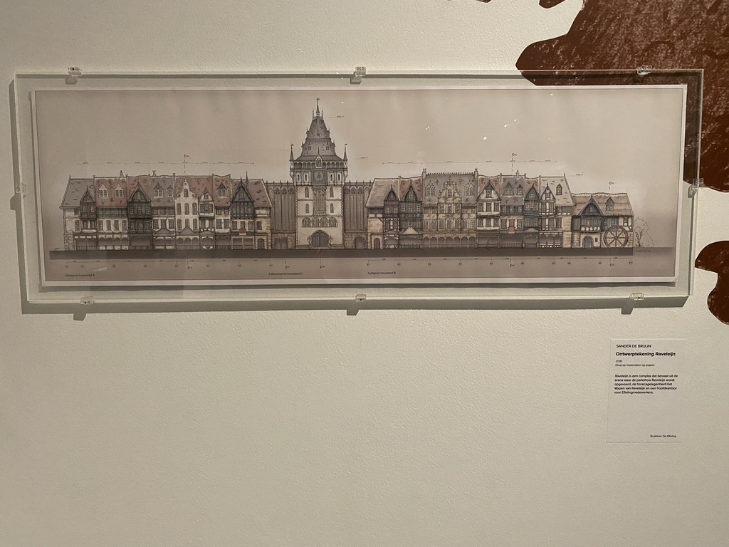 Drawing of the Raveleijn theatre at the Efteling theme park, at the Efteling exhibition at the Noordbrabants Museum, with explanation